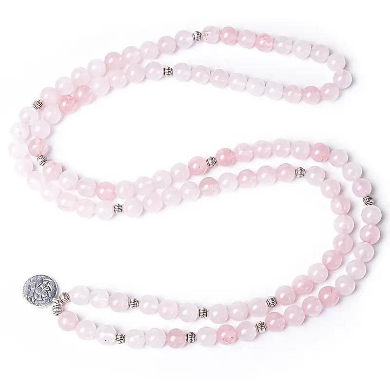 Beaded Rose Quartz Aquamarine Bracelet - MystiCrystals
