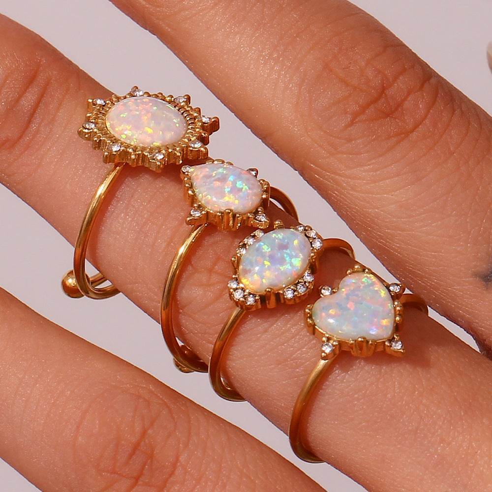Opal Ring 18K Gold Adjustable - MystiCrystals