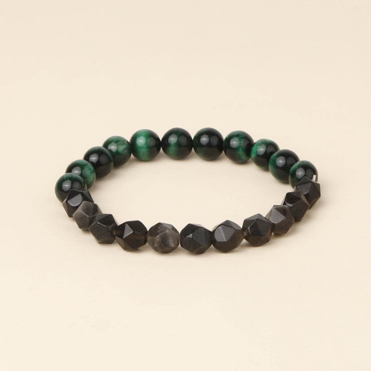 Bohemian Matte Black Agate & Silver Obsidian Bracelet - MystiCrystals