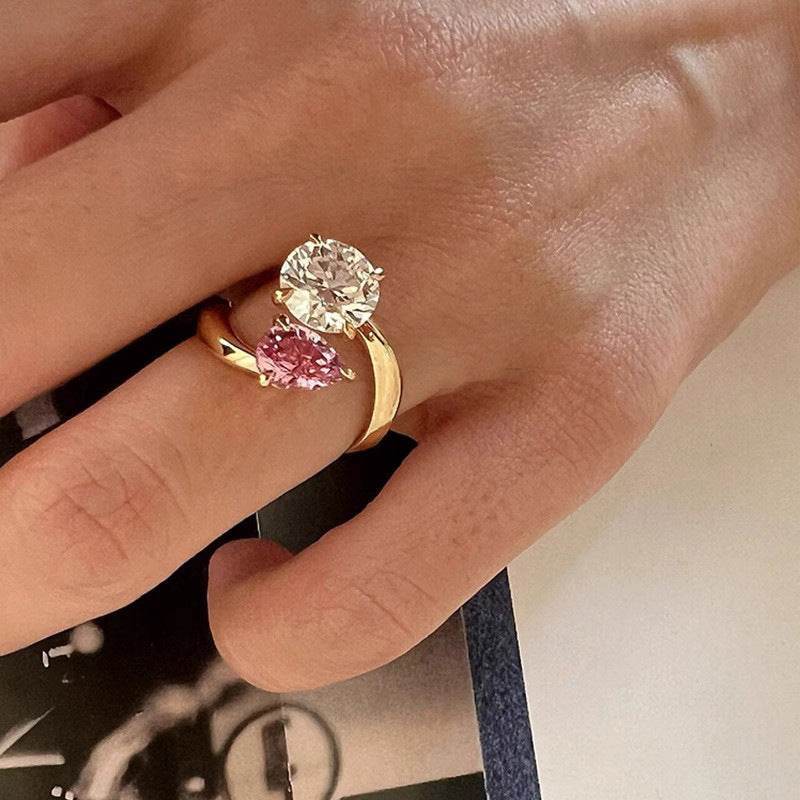 Luxury Adjustable Two-Tone Zircon Ring - MystiCrystals