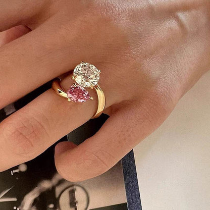 Luxury Adjustable Two-Tone Zircon Ring - MystiCrystals