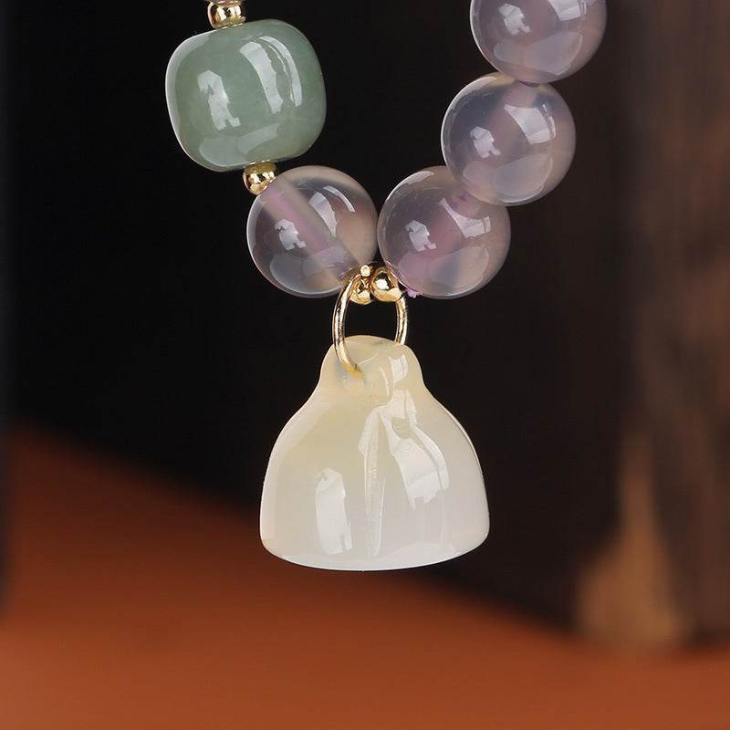 Gray Agate & Chalcedony Lotus Bracelet - MystiCrystals