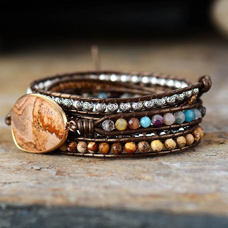 Vintage Picture Stone Wrap Bracelet - MystiCrystals