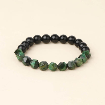 Bohemian Matte Black Agate & Silver Obsidian Bracelet - MystiCrystals