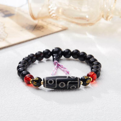 Natural Tibetan Nine-Eyed Dzi Bead Agate Bracelet - MystiCrystals