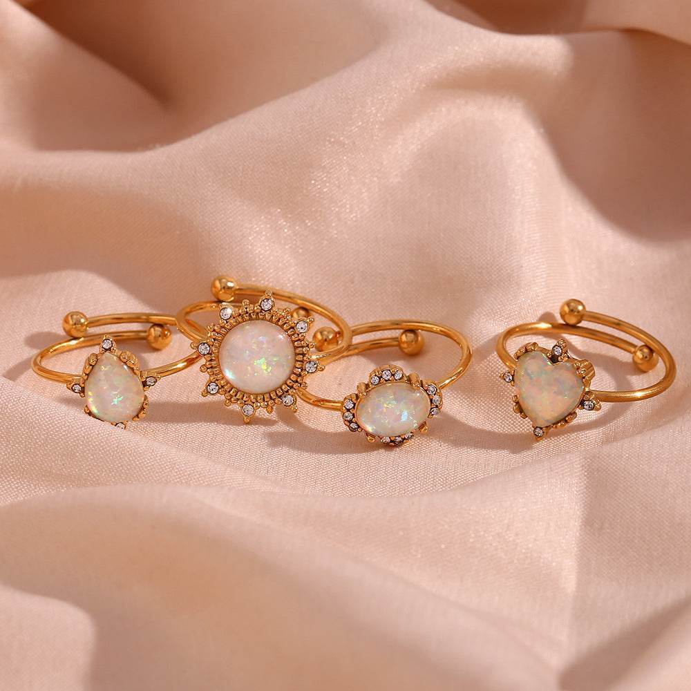 Opal Ring 18K Gold Adjustable - MystiCrystals