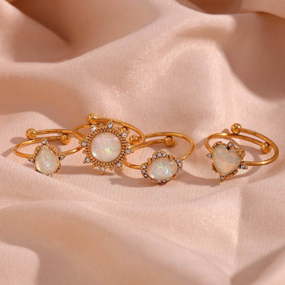 Opal Ring 18K Gold Adjustable - MystiCrystals