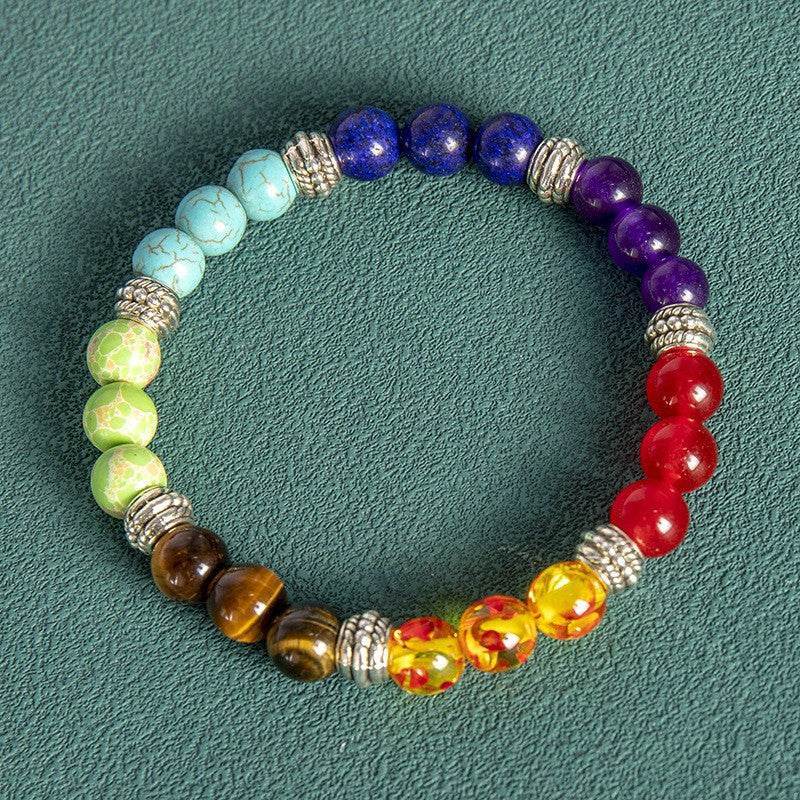 Mens Multi Color Agate Beaded Bracelet - MystiCrystals