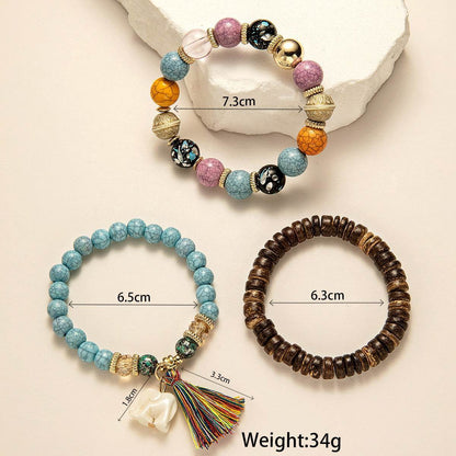 Tassel & Elephant Charm Multi-Strand Bracelet - MystiCrystals