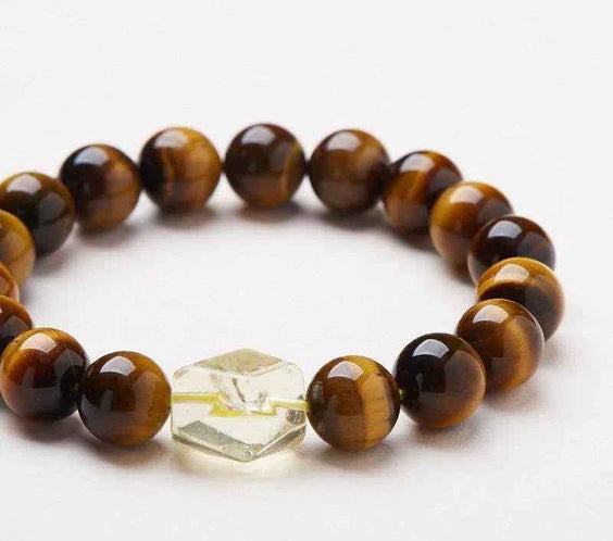 Natural 10mm Tiger Eye & Citrine Bracelet
