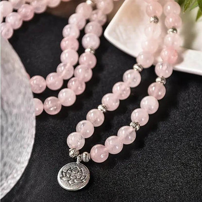 Beaded Rose Quartz Aquamarine Bracelet - MystiCrystals