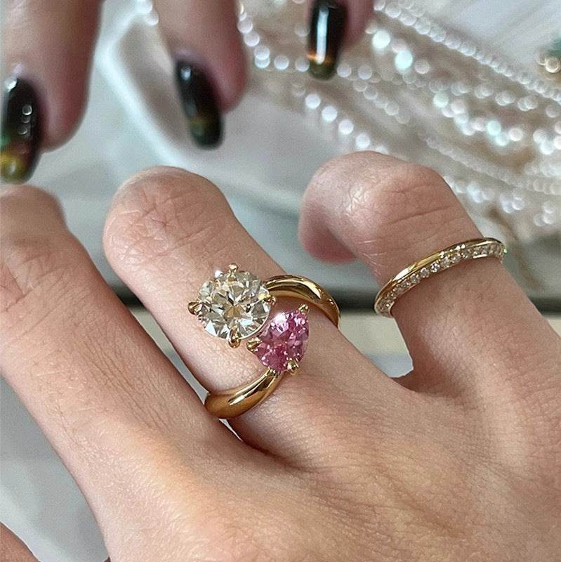 Luxury Adjustable Two-Tone Zircon Ring - MystiCrystals
