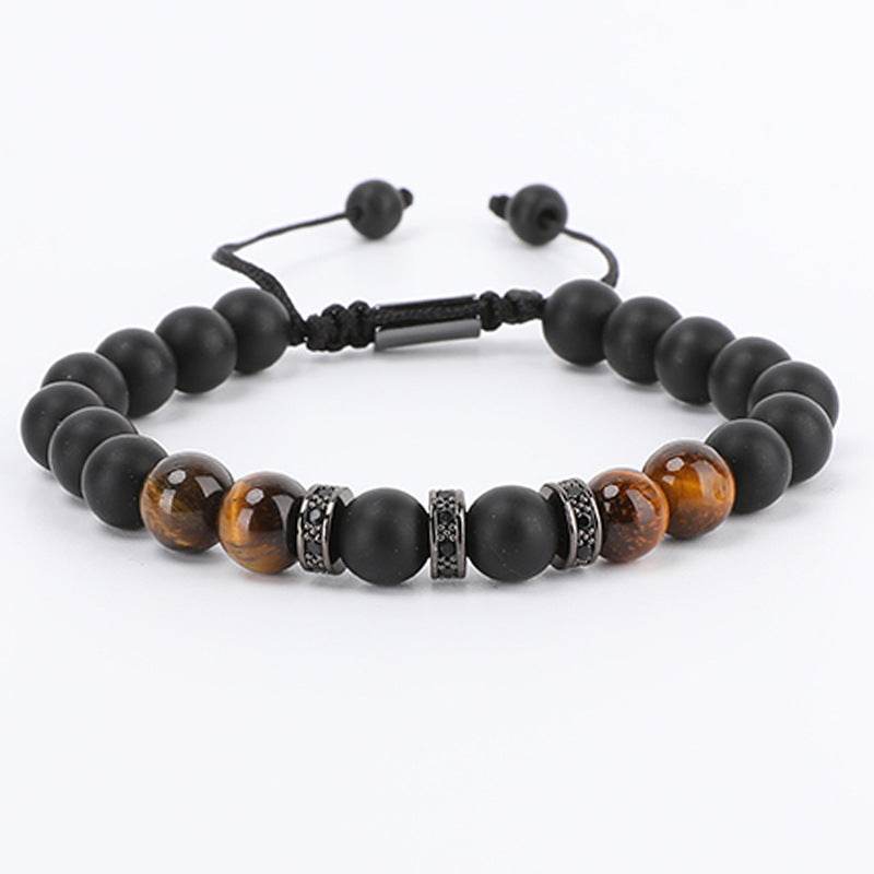 Modern Tiger Eye & Copper CZ Men’s Bracelet - MystiCrystals