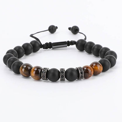 Modern Tiger Eye & Copper CZ Men’s Bracelet - MystiCrystals
