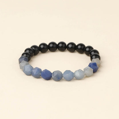 Bohemian Matte Black Agate & Silver Obsidian Bracelet - MystiCrystals
