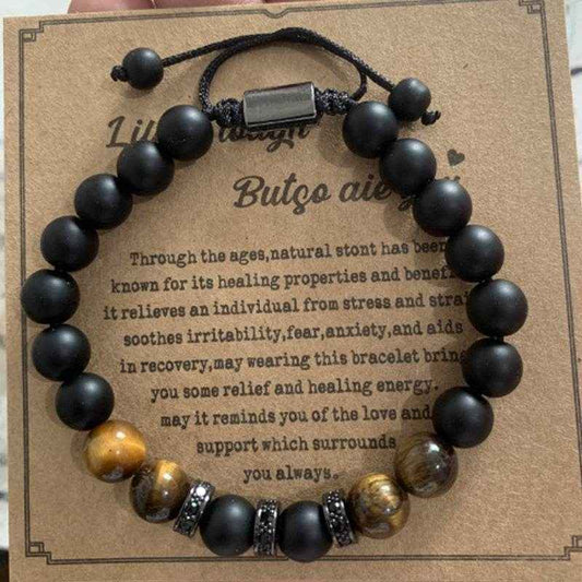 Modern Tiger Eye & Copper CZ Men’s Bracelet