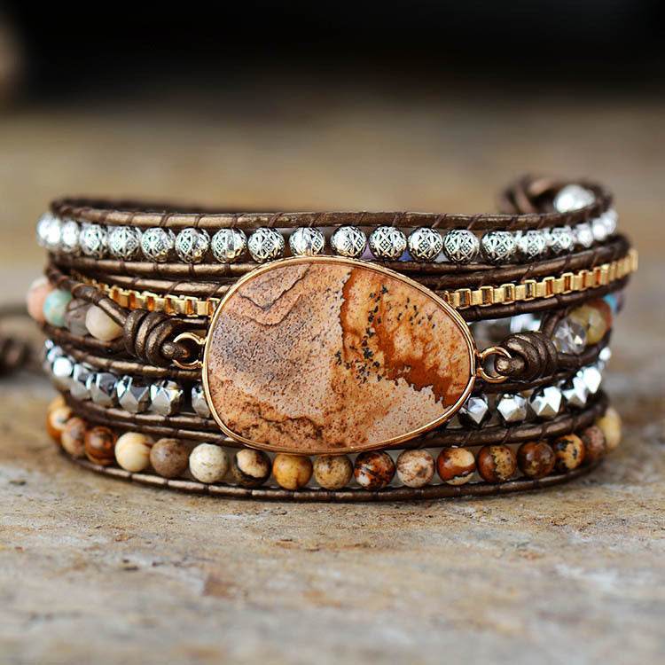 Vintage Picture Stone Wrap Bracelet - MystiCrystals