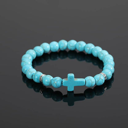 Cross Natural Stone Bracelet - MystiCrystals