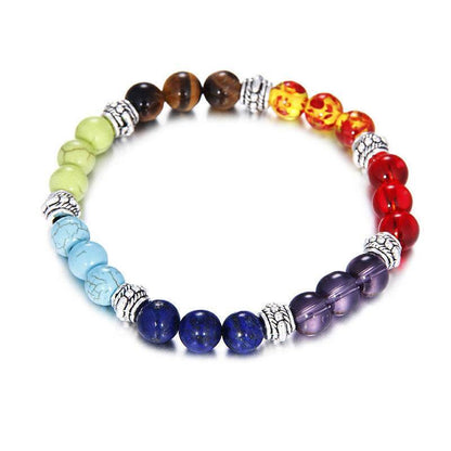 Mens Multi Color Agate Beaded Bracelet - MystiCrystals
