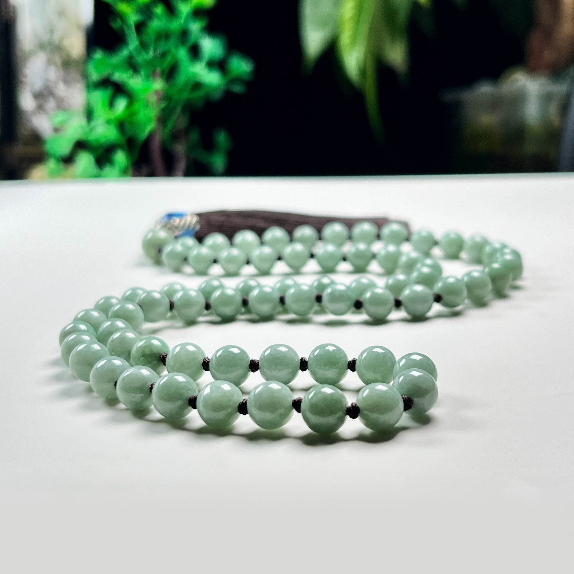 8mm Natural Jade Round Bead Loop Bracelet - MystiCrystals