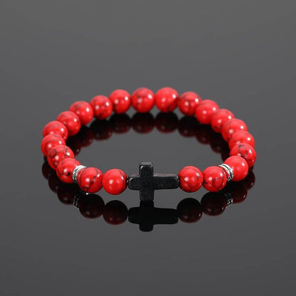 Cross Natural Stone Bracelet - MystiCrystals