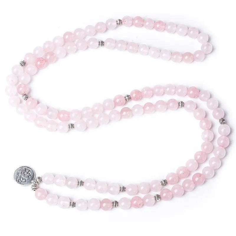 Beaded Rose Quartz Aquamarine Bracelet - MystiCrystals