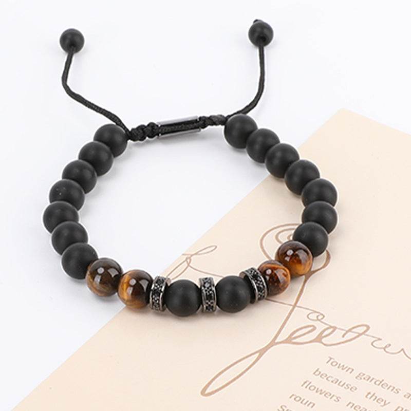 Modern Tiger Eye & Copper CZ Men’s Bracelet - MystiCrystals