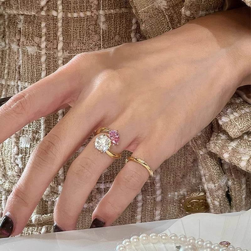Luxury Adjustable Two-Tone Zircon Ring - MystiCrystals