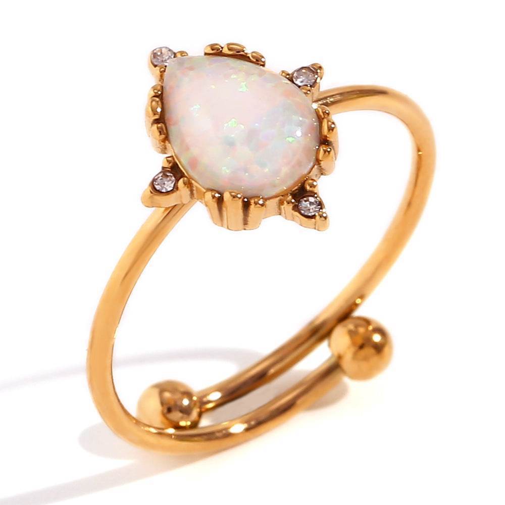 Opal Ring 18K Gold Adjustable - MystiCrystals