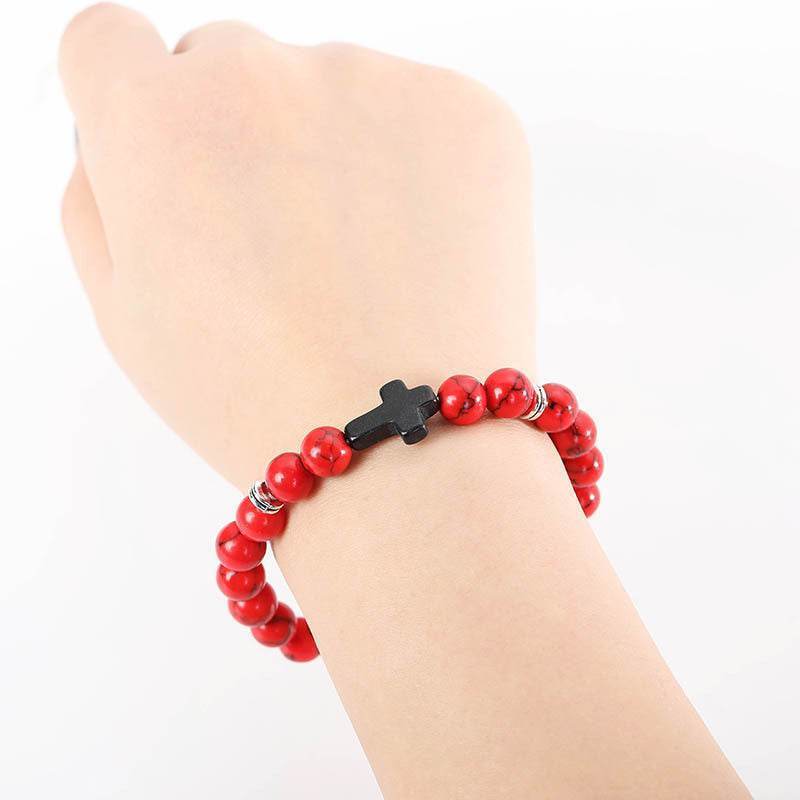 Cross Natural Stone Bracelet - MystiCrystals