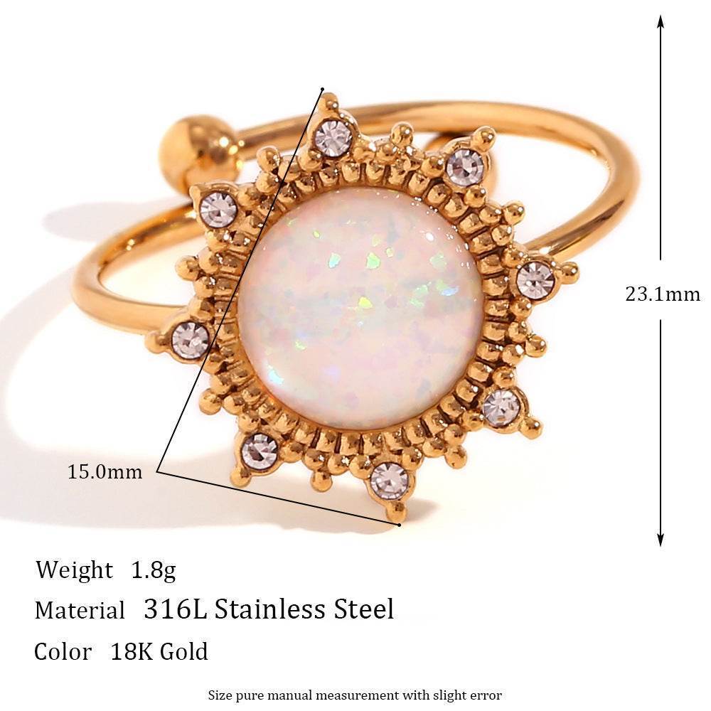 Opal Ring 18K Gold Adjustable - MystiCrystals