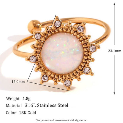 Opal Ring 18K Gold Adjustable - MystiCrystals