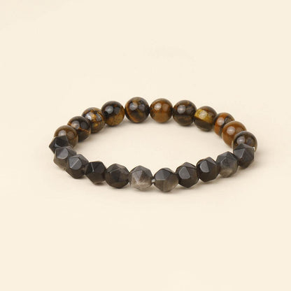Bohemian Matte Black Agate & Silver Obsidian Bracelet - MystiCrystals