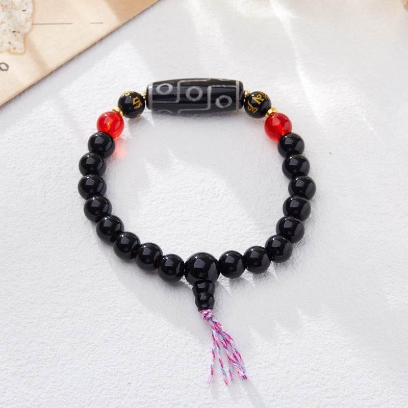Natural Tibetan Nine-Eyed Dzi Bead Agate Bracelet - MystiCrystals