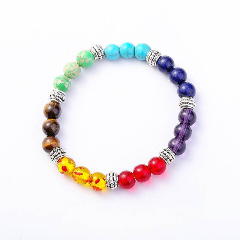Mens Multi Color Agate Beaded Bracelet - MystiCrystals