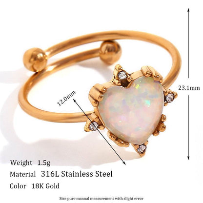Opal Ring 18K Gold Adjustable - MystiCrystals