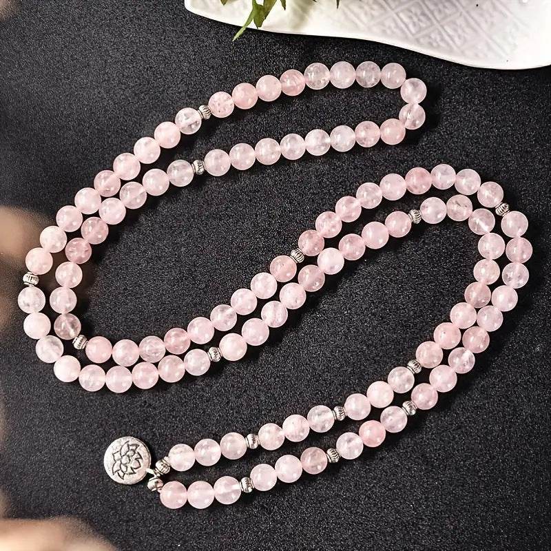 Beaded Rose Quartz Aquamarine Bracelet - MystiCrystals