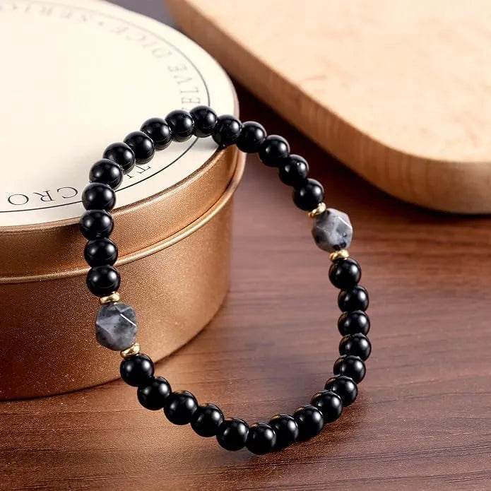 Obsidian Faceted Diamond Bead Bracelet - MystiCrystals