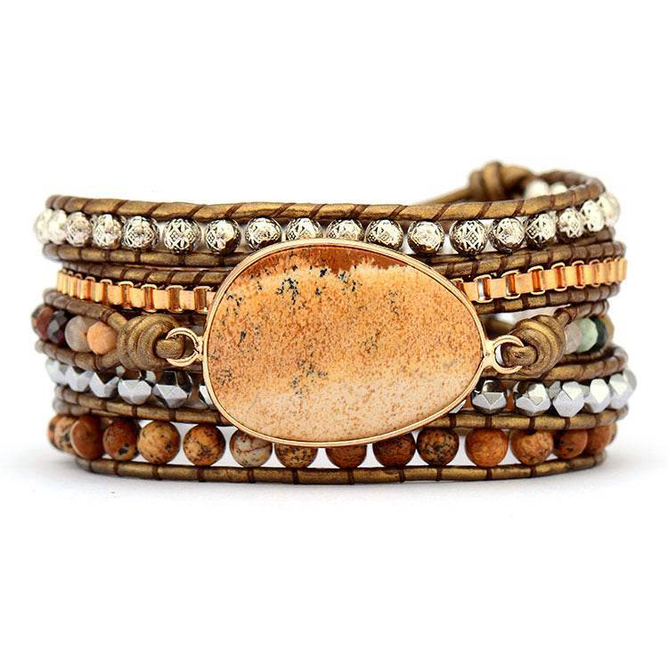 Vintage Picture Stone Wrap Bracelet - MystiCrystals