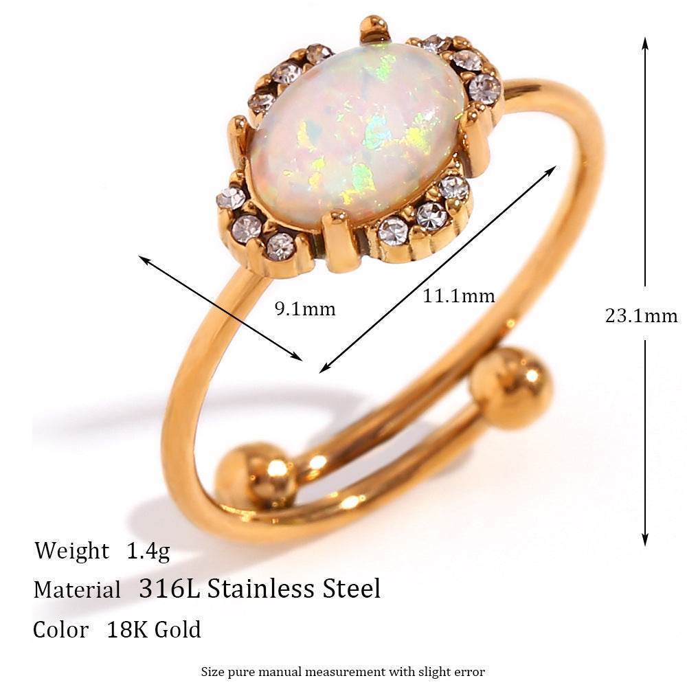 Opal Ring 18K Gold Adjustable - MystiCrystals