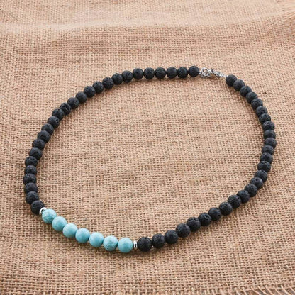 Natural Lava Stone & Turquoise Necklace - MystiCrystals