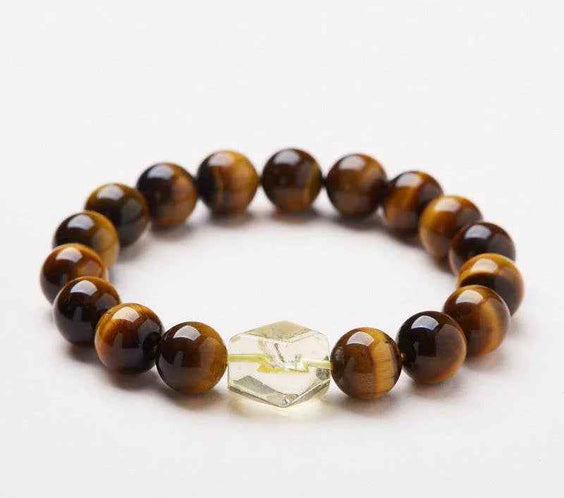 Natural 10mm Tiger Eye & Citrine Bracelet