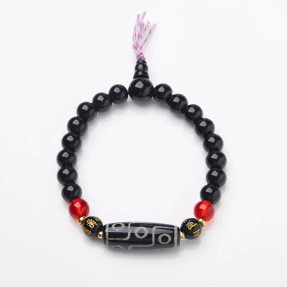 Natural Tibetan Nine-Eyed Dzi Bead Agate Bracelet - MystiCrystals