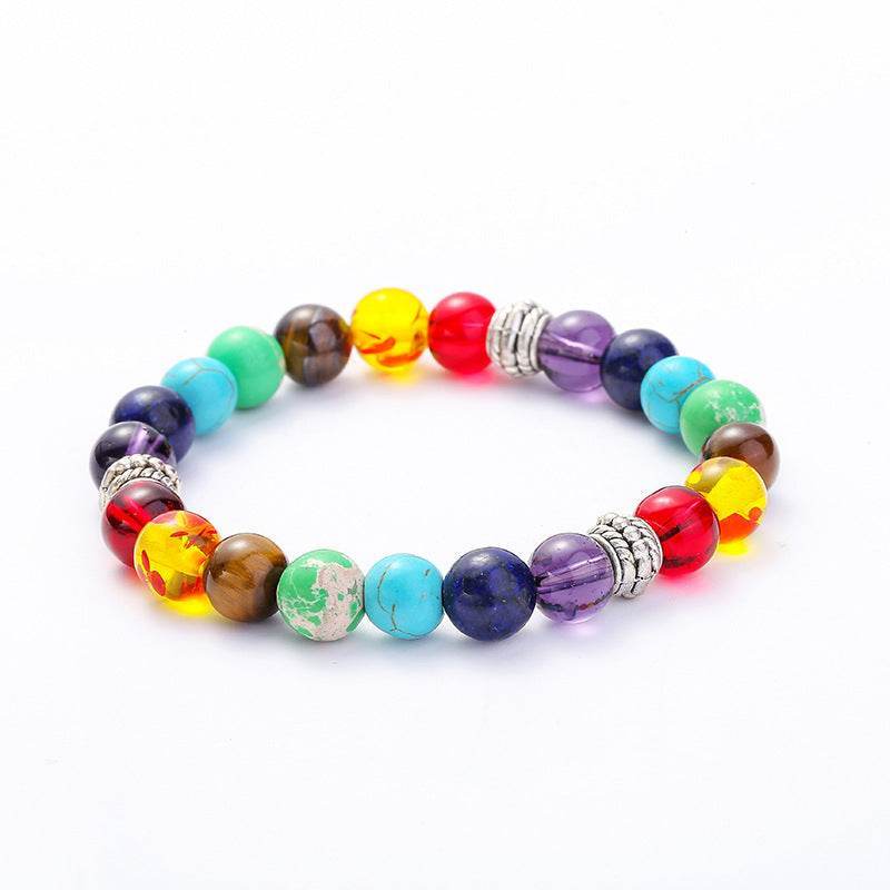 Mens Multi Color Agate Beaded Bracelet - MystiCrystals
