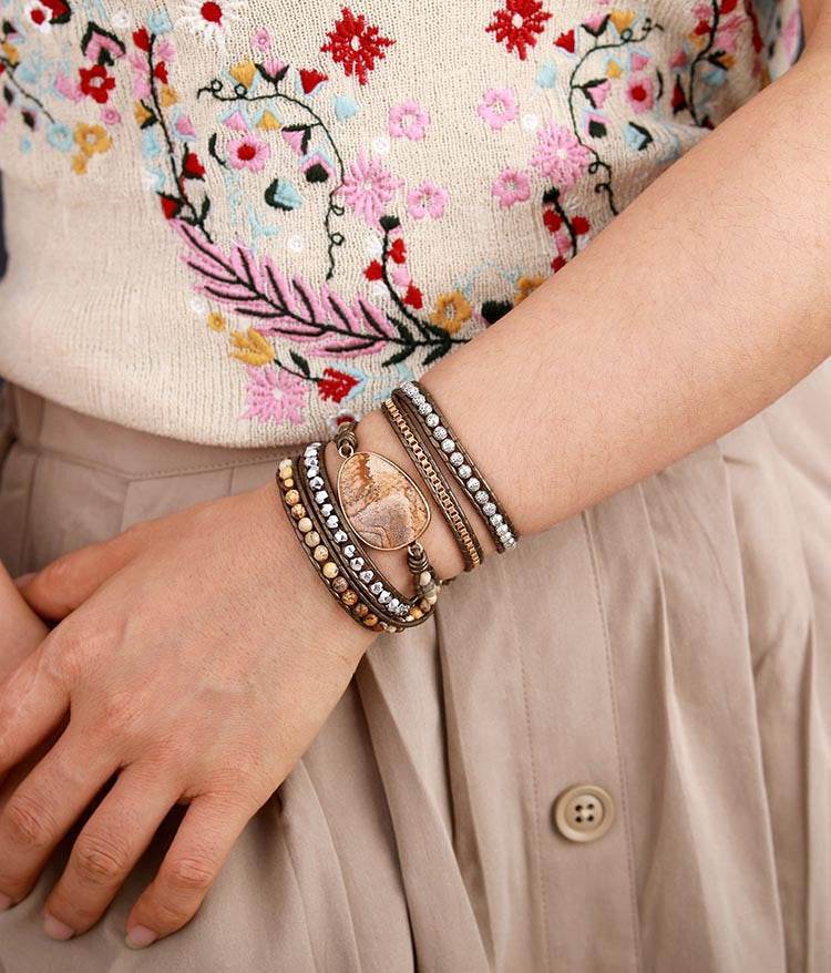 Vintage Picture Stone Wrap Bracelet - MystiCrystals