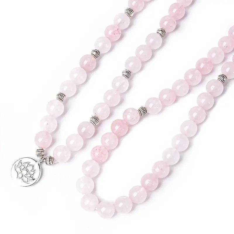 Beaded Rose Quartz Aquamarine Bracelet - MystiCrystals