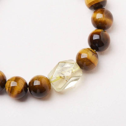 Natural 10mm Tiger Eye & Citrine Bracelet - MystiCrystals
