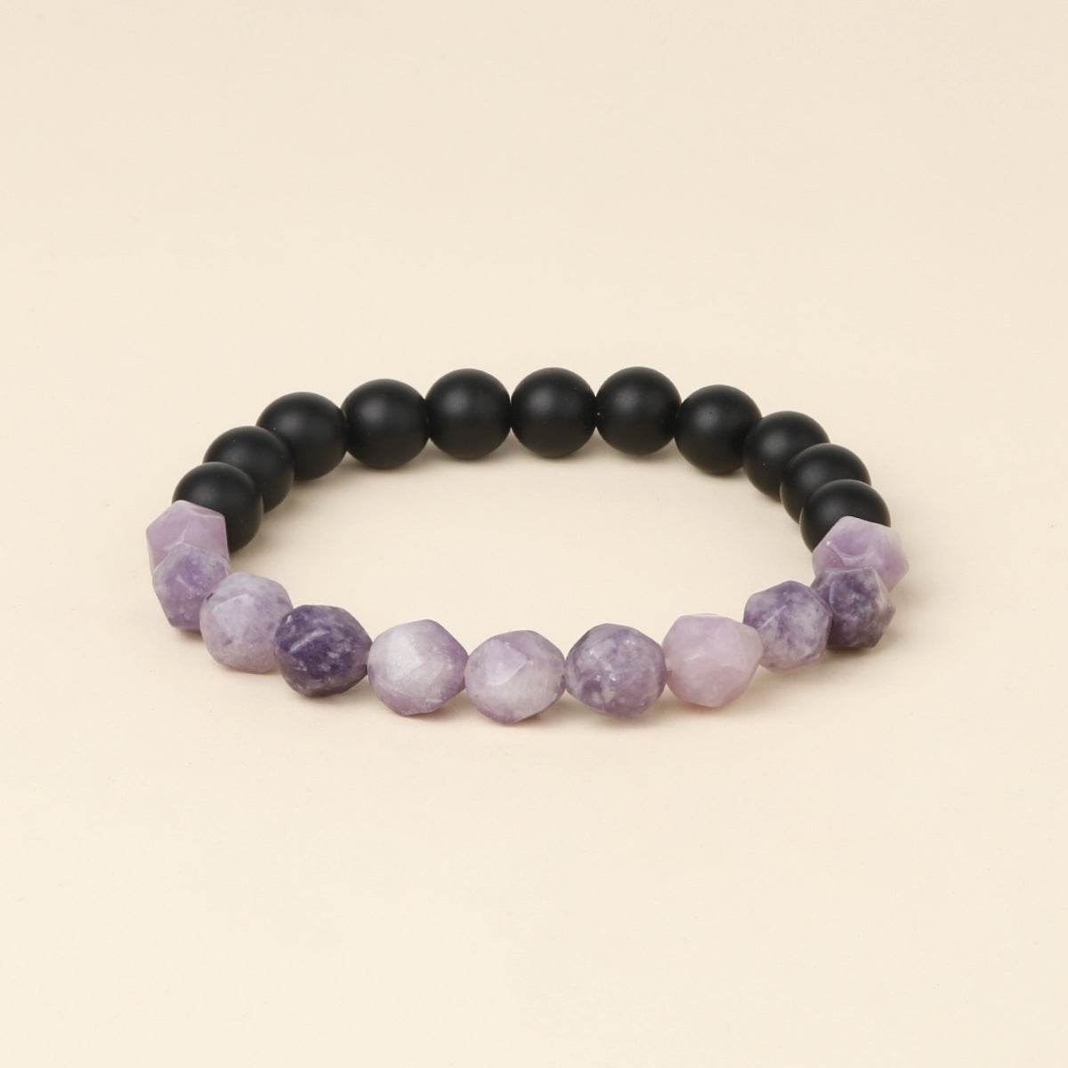Bohemian Matte Black Agate & Silver Obsidian Bracelet - MystiCrystals