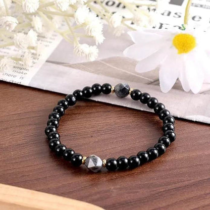 Obsidian Faceted Diamond Bead Bracelet - MystiCrystals