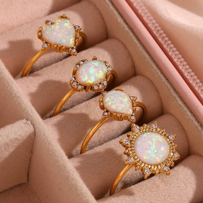 Opal Ring 18K Gold Adjustable - MystiCrystals